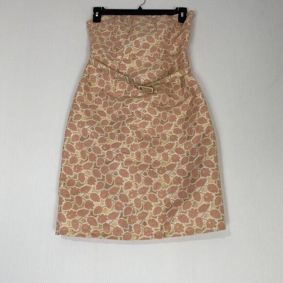 Merona Dress Size 6 Strapless Metallic Gold Peach Lined Built-In Bra Strap Party - Picture 5 of 16